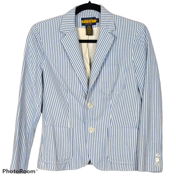 RUGBY Ralph Lauren Seersucker Cropped Blazer SZ 2